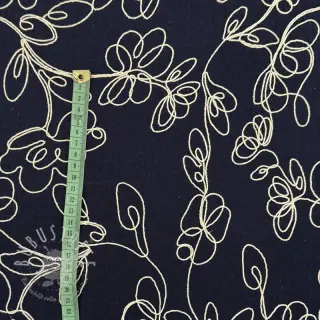 Double gauze/musselin EMBROIDERY Climbing flowers navy