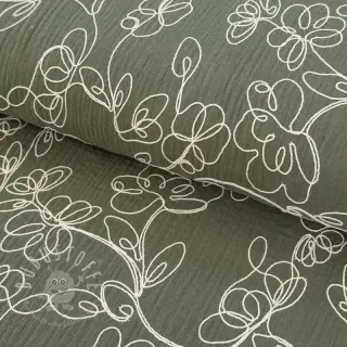 Double gauze/musselin EMBROIDERY Climbing flowers pickle