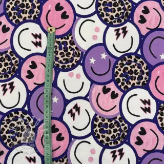 Sweatstoff Happy faces purple digital print