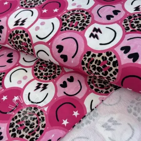Sweatstoff Happy faces pink digital print