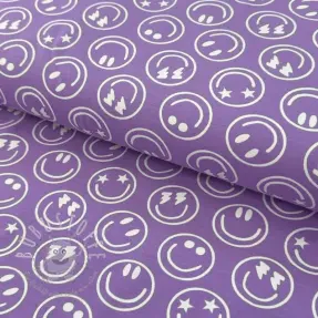 Jersey Happy faces lavender digital print