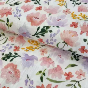 Double gauze/musselin Big summer flowers digital print