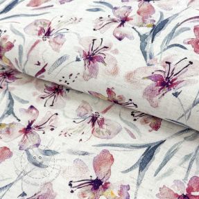 Viskosestoff leinen Natural Lin Laurel pink digital print