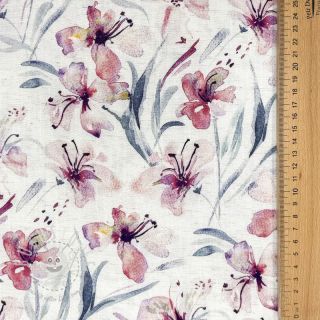 Viskosestoff leinen Natural Lin Laurel pink digital print