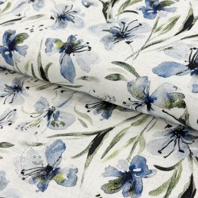 Viskosestoff leinen Natural Lin Laurel blue digital print