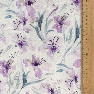 Viskosestoff leinen Natural Lin Laurel purple digital print