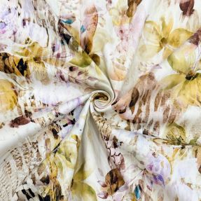 Baumwollstoff SATIN Maui yellow digital print