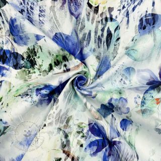 Baumwollstoff SATIN Maui blue digital print