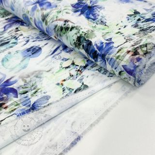 Baumwollstoff SATIN Maui blue digital print