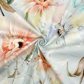 Baumwollstoff SATIN Oahu green digital print