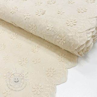 Baumwollstoff EMBROIDERY Catchy daisy ecru