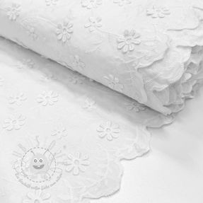 Baumwollstoff EMBROIDERY Catchy daisy white