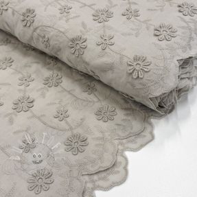 Baumwollstoff EMBROIDERY Catchy daisy beige