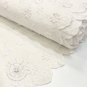 Baumwollstoff EMBROIDERY Catchy daisy off white