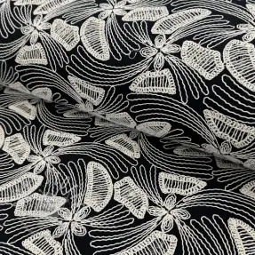 Baumwollstoff EMBROIDERY Amia black