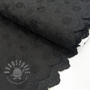 Baumwollstoff EMBROIDERY Catchy daisy black
