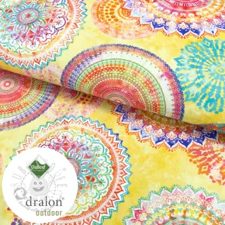 Outdoor Dekostoff mit Teflon-Finish MANDALA WATERCOLOUR YELLOW