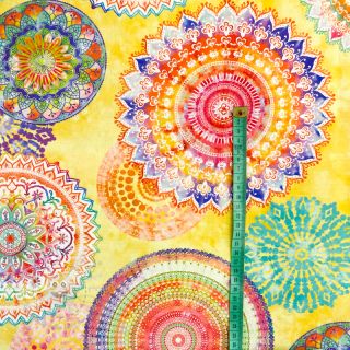 Outdoor Dekostoff mit Teflon-Finish MANDALA WATERCOLOUR YELLOW