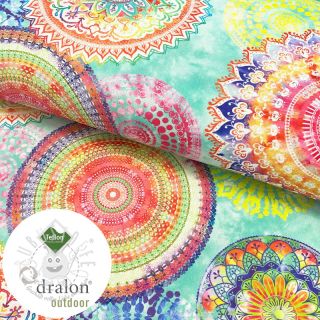 Outdoor Dekostoff mit Teflon-Finish MANDALA WATERCOLOUR GREEN