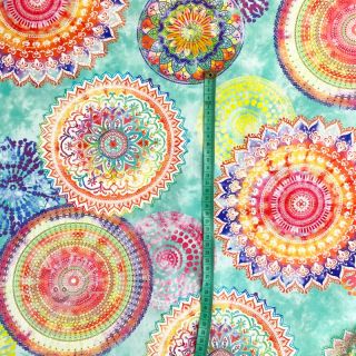 Outdoor Dekostoff mit Teflon-Finish MANDALA WATERCOLOUR GREEN