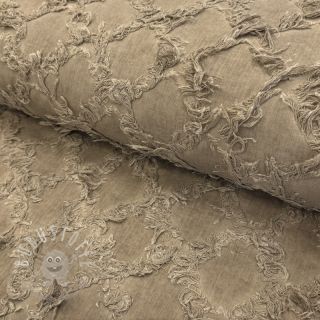 Baumwollstoff mit Leinen Vintage Fringe Diamonds naturals