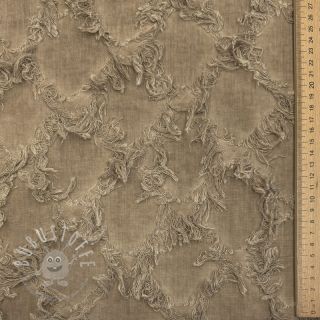 Baumwollstoff mit Leinen Vintage Fringe Diamonds naturals