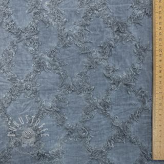 Baumwollstoff mit Leinen Vintage Fringe Diamonds blue