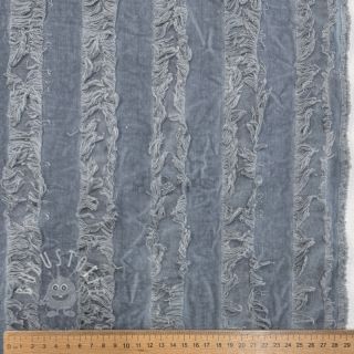 Baumwollstoff mit Leinen Vintage Fringe Stripe blue