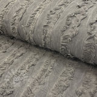 Baumwollstoff mit Leinen Vintage Fringe Stripe grey