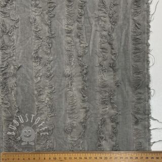 Baumwollstoff mit Leinen Vintage Fringe Stripe grey