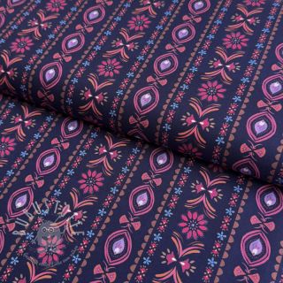 Baumwollstoff Motif stripe navy digital print