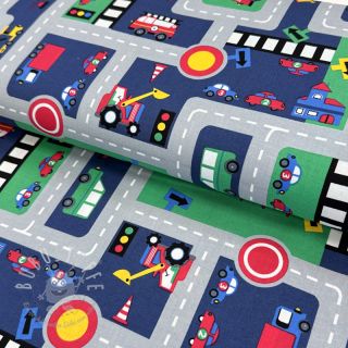 Baumwollstoff Cars on the road design B