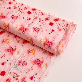 Viskosestoff RAYON POPLIN Pink flowers design F digital print
