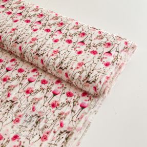 Viskosestoff RAYON POPLIN Pink flowers design A digital print