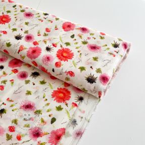 Viskosestoff RAYON POPLIN Pink flowers design C digital print