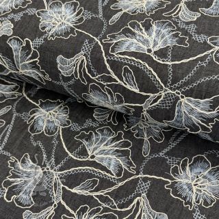 Baumwollstoff JEANS EMBROIDERY Lisa design C