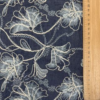 Baumwollstoff JEANS EMBROIDERY Lisa design A