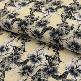 Viskosestoff leinen Hibiscus digital print