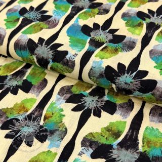 Viskosestoff leinen Artificial flower design A digital print