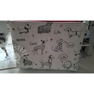 Dekostoff Linenlook Sweet doggie friends