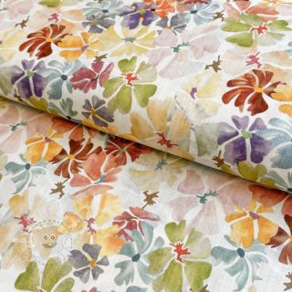 Leinen mit Baumwolle Maya RAMIE yellow digital print