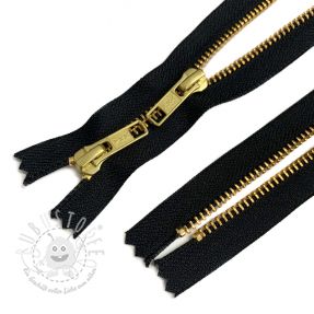 Reißverschluss Metall 2 Schiebern 72 cm black/gold - nicht teilbar