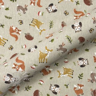 Dekostoff Linenlook premium Forest Friend Animal