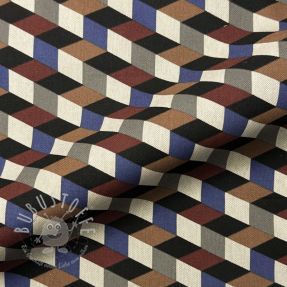 Dekostoff Linenlook premium Cube Illusion Art