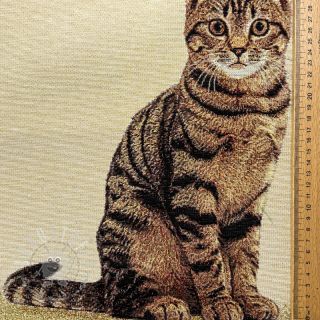 Dekostoff GOBELIN PREMIUM Sitting Kitten Cat PANEL