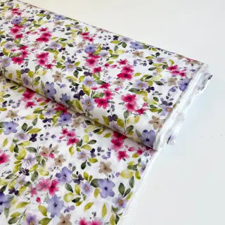 Viskosestoff RADIANCE Flower Uma white digital print