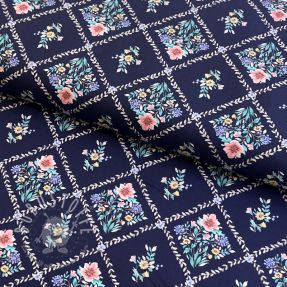 Baumwollstoff Flowers Tara navy design A digital print