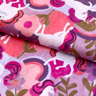 Baumwollstoff Unicorns mauve digital print