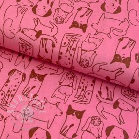 Baumwollstoff FLANNEL Dogs pink