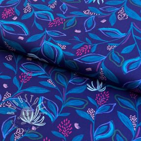 Baumwollstoff Leaves cobalt digital print